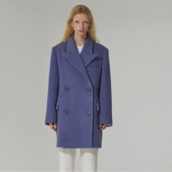 ETCH Wool Blend Blue Heavy Winter Pea Coat - Picture 16 of 16